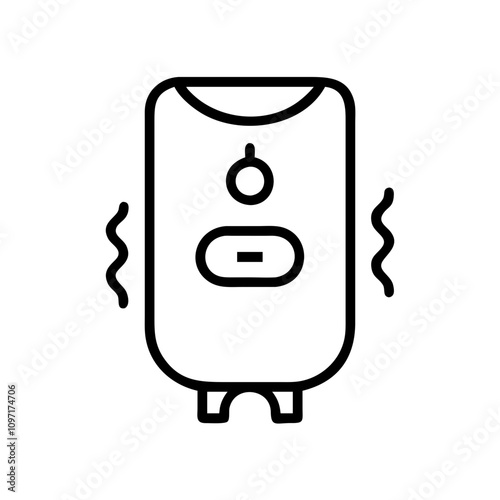 Hot water tank icon with steam in minimalist style, black outline design
