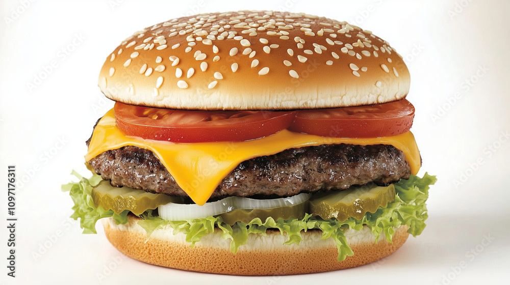 Gourmet Double Cheeseburger with Fresh Ingredients and Textures Gourmet Double Cheeseburger with Fresh Ingredients and Textures