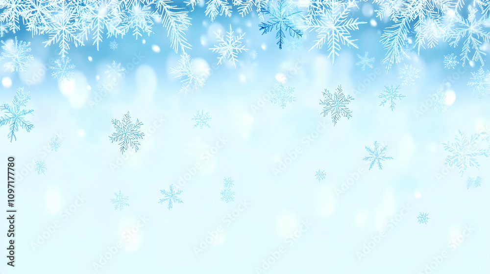 Cute Simple Design with Snowflakes on Soft Blue Background Cute Simple Design with Snowflakes on Soft Blue Background