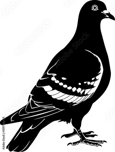 Stylized Illustration of a Pigeon