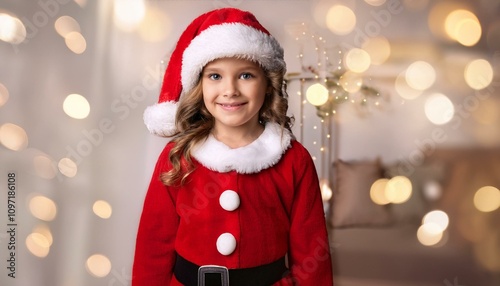 A kid dresses as Santa Claus on Christmas; cute and adorable kid in a Santa Claus costume; Christmas photography; xmas celebration with the kid dressing like Santa Claus; kid photography; fun kid photo