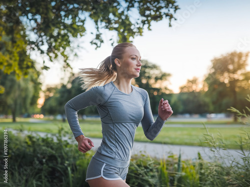 woman running in the park