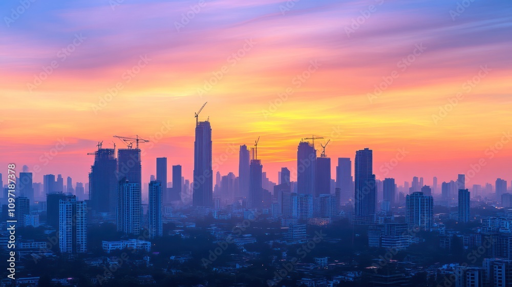 Fototapeta premium Mumbai Skyline at Sunrise Under Construction