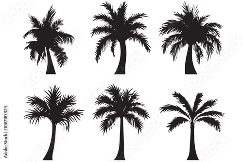 Palm tree silhouette set vector design