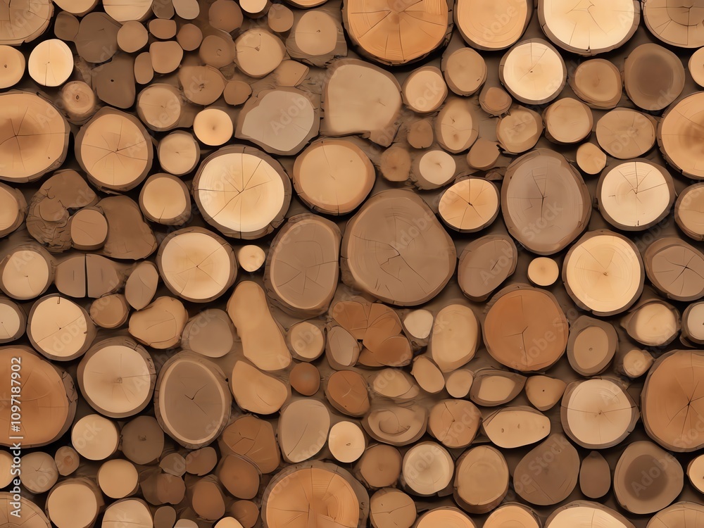 Brown Wooden Circles Seamless Texture Background