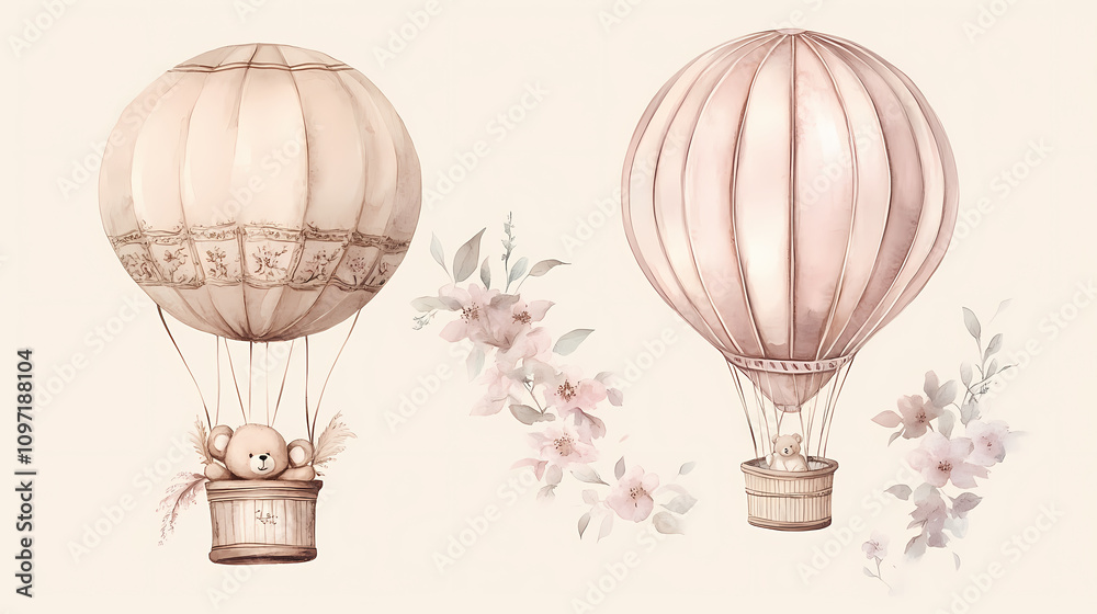 Obraz premium air balloon in watercolor style