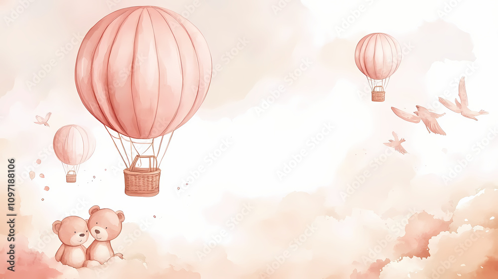 Obraz premium air balloon in watercolor style