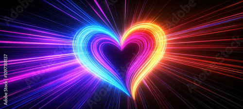 Neon heart with high-speed motion blur