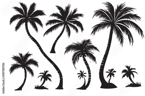 Palm tree silhouette set vector design
