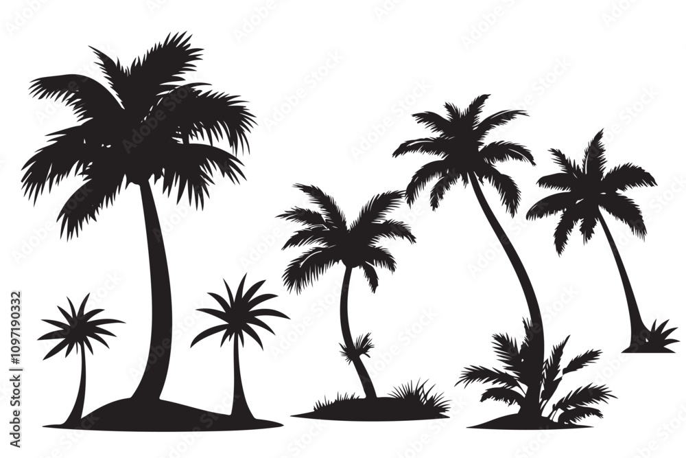 Palm tree silhouette set vector design