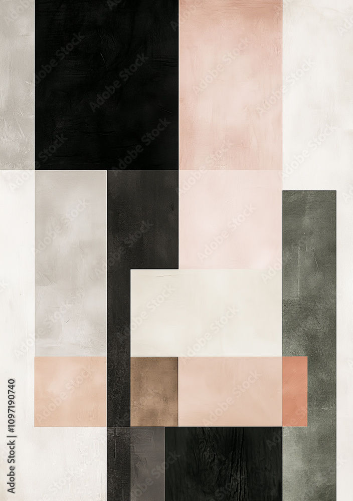 Fototapeta premium A minimalist abstract painting with soft, muted colors and geometric shapes.