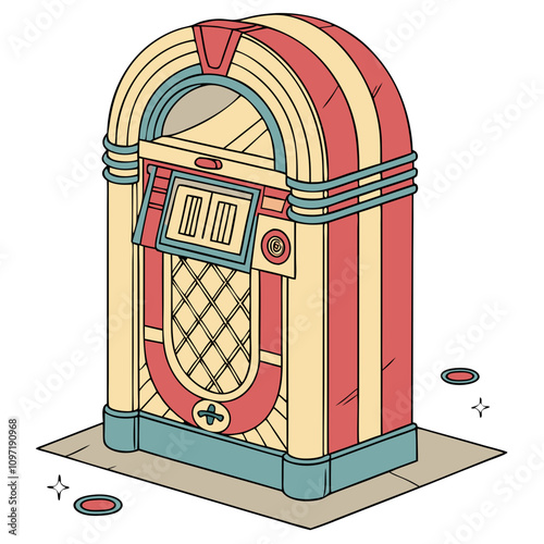 Retro Vector Jukebox Festive Home Decor Colorful Environment Vintage Viewpoint Holiday Concept