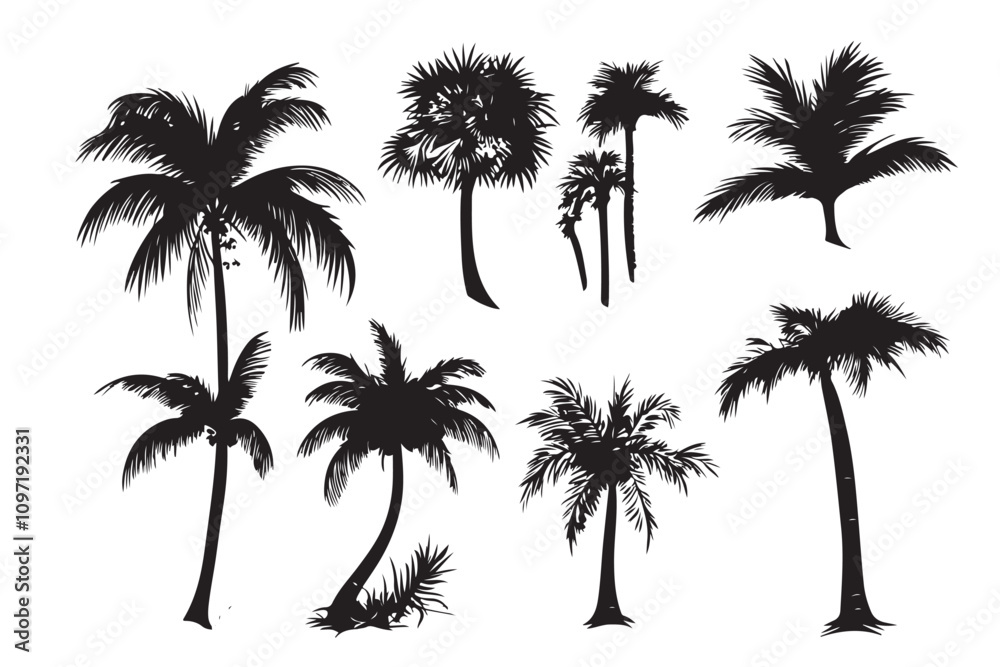 Palm tree silhouette set vector design Palm tree silhouette set vector design