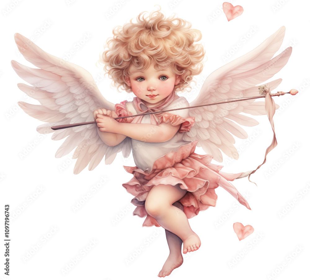 Image of cupid with arrows and bow, bringing love.