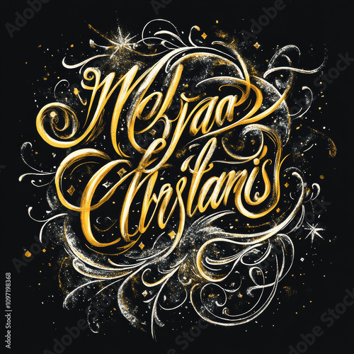 Merry cristmas calligraphy t-shart design photo