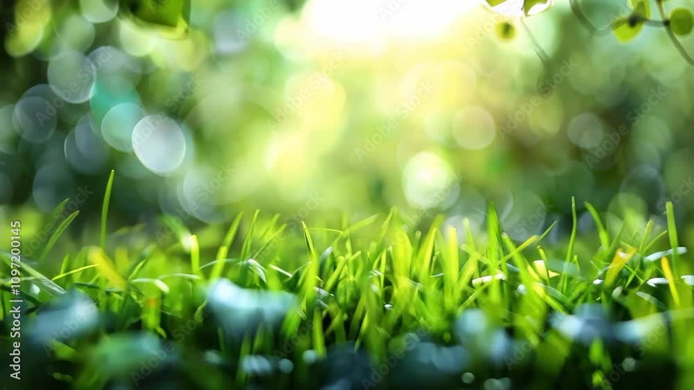 Lush green grass and leaves with a blurred natural background, creating a serene outdoor atmosphere. Lush green grass and leaves with a blurred natural background, creating a serene outdoor atmosphere.