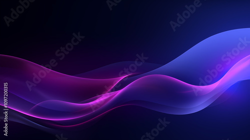 Abstract digital art featuring flowing, colorful waves in shades of purple, pink, and blue against a dark background.