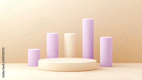 Wallpaper Mural Abstract display featuring pastel geometric shapes on a neutral background. Torontodigital.ca