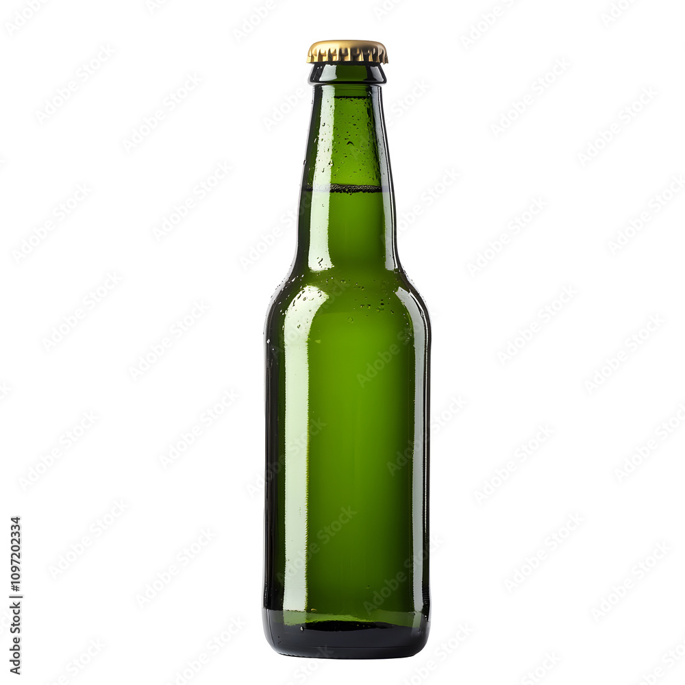 A green glass bottle filled with a carbonated beverage, showcasing its refreshing contents. A green glass bottle filled with a carbonated beverage, showcasing its refreshing contents.