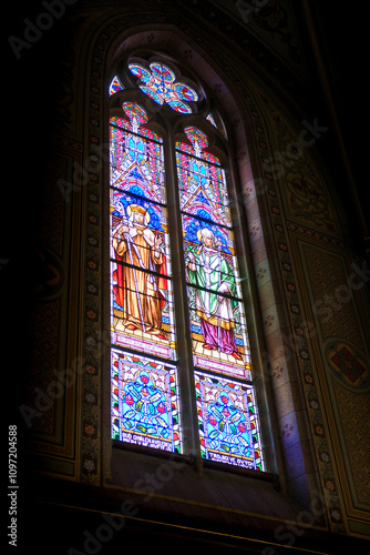 Photography Gothic Stained Glass Window in Prague Cathedral