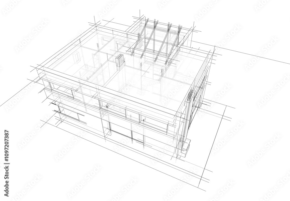 Obraz premium modern house architecture 3d illustration