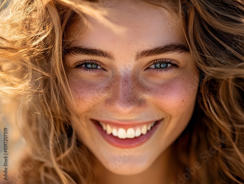 Beautiful wide smile of young woman