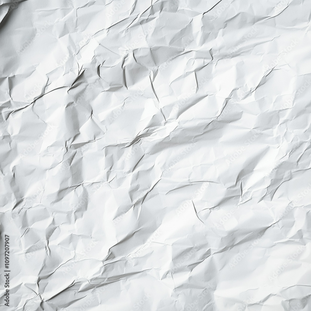 Fototapeta premium White folded paper background, old texture. An empty crumpled paper page, Wrinkled paper effect