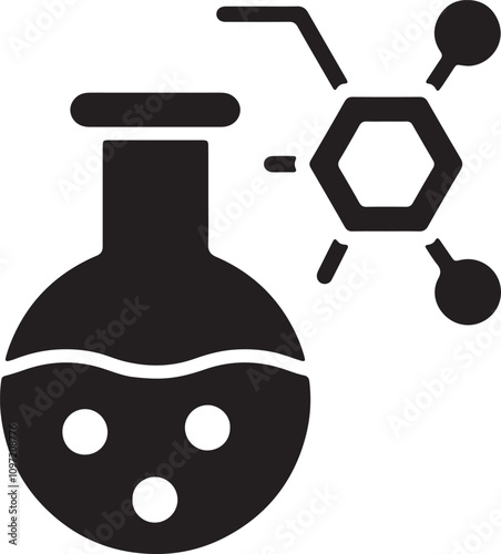 Illustration of a chemical glass bottle with a hazard symbol, such as a skull and crossbones or a flammable symbol, to indicate the chemical content inside