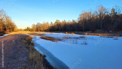 landscape with winter river 