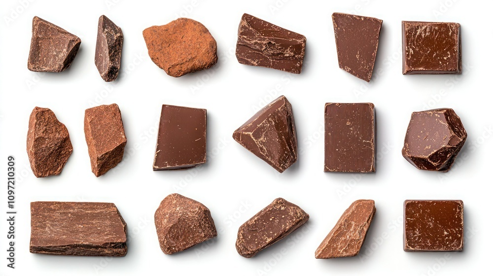 Delicious Dark Chocolate Pieces on White Background for Indulgent Treats and Desserts - Isolated Set Delicious Dark Chocolate Pieces on White Background for Indulgent Treats and Desserts - Isolated Set