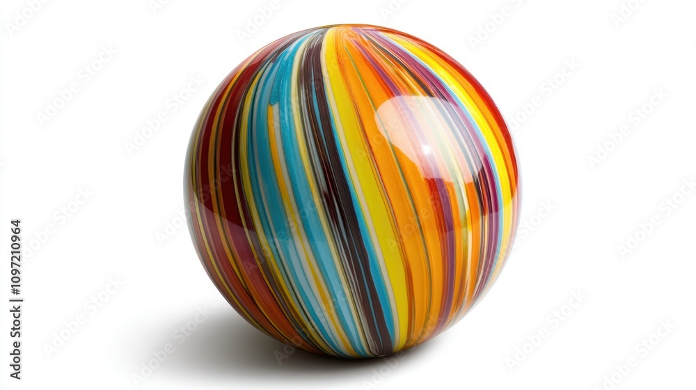 Colorful Striped Glass Sphere Art Object Colorful Striped Glass Sphere Art Object
