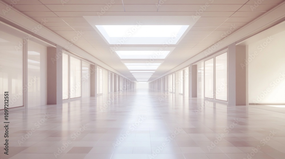A large, empty hallway with a lot of windows. The hallway is very clean and bright, with a lot of natural light coming in from the windows. The space is very open and spacious A large, empty hallway with a lot of windows. The hallway is very clean and bright, with a lot of natural light coming in from the windows. The space is very open and spacious