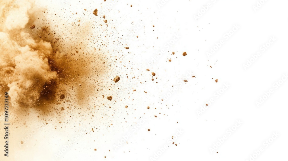 Sandstorm with Flying Dust Particles Isolated on White Background Sandstorm with Flying Dust Particles Isolated on White Background
