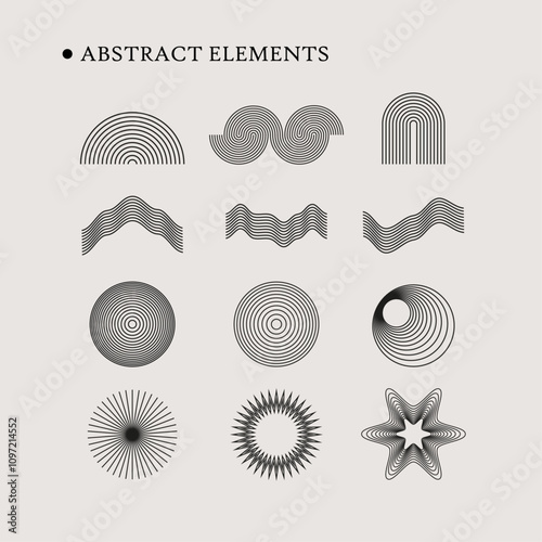 set of abstract outline graphic elements for backgrounds, design, posters, banners. wire mesh line art