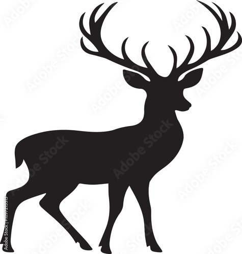 Deer in a forest icon design silhouette vector art illustration on a white background