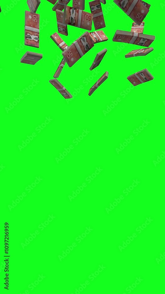 Vertical Canadian fifty-dollar note Falling Animation on Green Screen Vertical Canadian fifty-dollar note Falling Animation on Green Screen