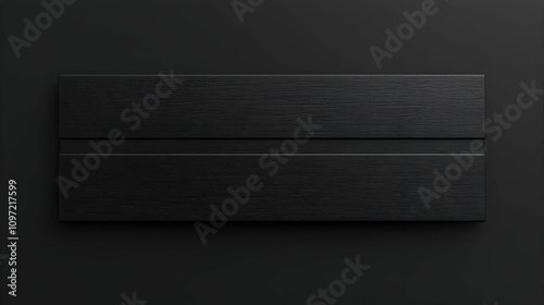 Black rectangular box with subtle texture on dark background.