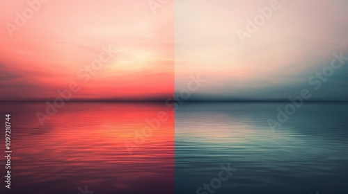 Serene sunset over tranquil waters coastal horizon nature photography calm environment wide angle peaceful reflection