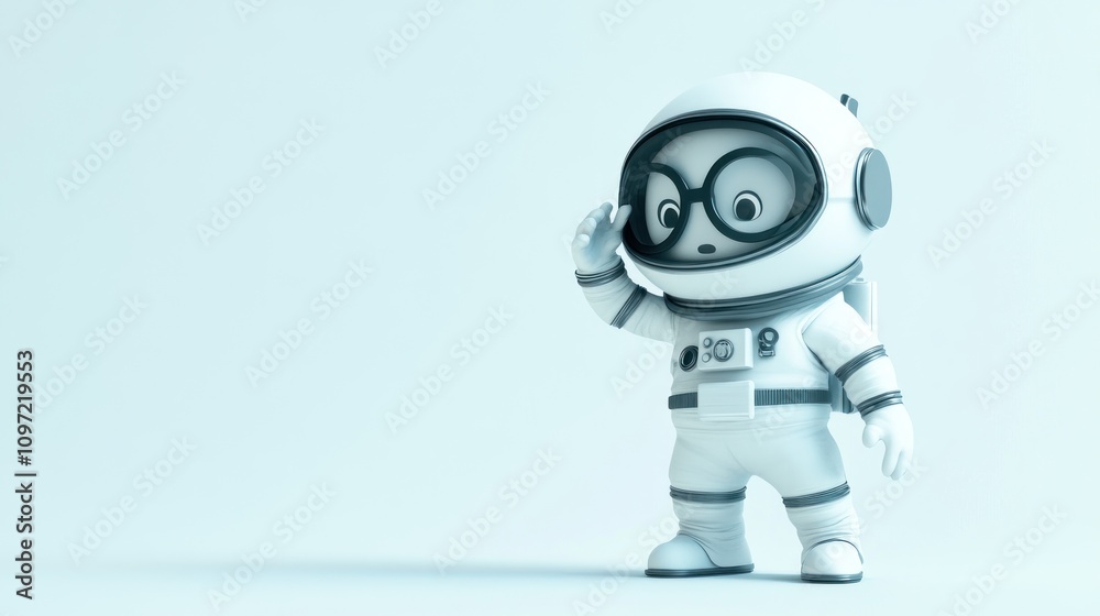 A cute cartoon astronaut waves, showcasing a playful space theme. A cute cartoon astronaut waves, showcasing a playful space theme.