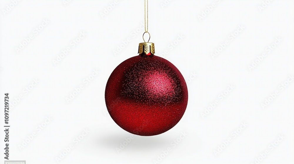 Red Christmas Ball with Beautiful Bow and Golden Pattern - Isolated Design Element on White Background Red Christmas Ball with Beautiful Bow and Golden Pattern - Isolated Design Element on White Background