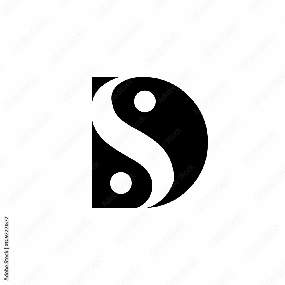 DS logo design with yin and yang concept DS logo design with yin and yang concept