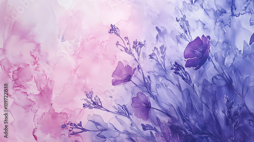 Delicate floral-inspired watercolor tones in blush pinks and lavender merging seamlessly photo