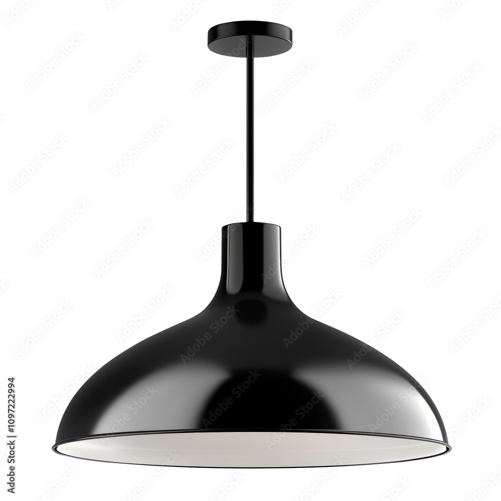 Naklejka premium Modern Ceiling Light with Black Metal Frame and Soft Diffused Glow, Minimalist Lighting Fixture Design on Transparent Background