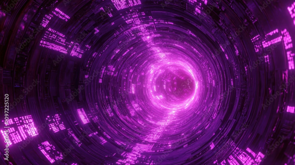 A vibrant, swirling tunnel of purple light, suggesting a futuristic or sci-fi theme. A vibrant, swirling tunnel of purple light, suggesting a futuristic or sci-fi theme.