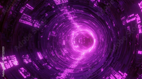 A vibrant, swirling tunnel of purple light, suggesting a futuristic or sci-fi theme.