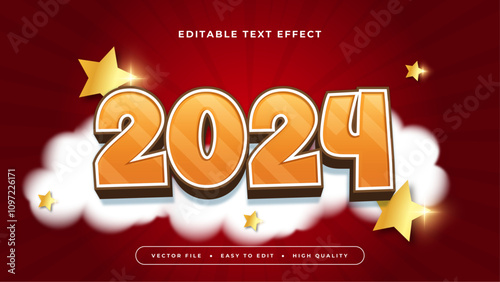 Red Orange and White 2024 3d Editable Text Effect - Font Style