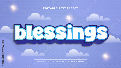 Blue and White Blessings 3d Editable Text Effect - Font Style