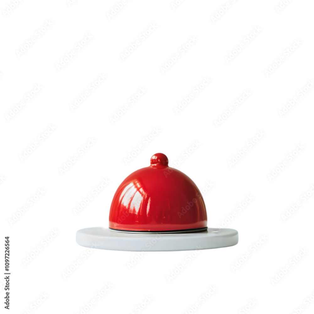 Obraz premium Red Ceramic Dome Lidded Dish Kitchenware Serving Dish Tabletop Decor