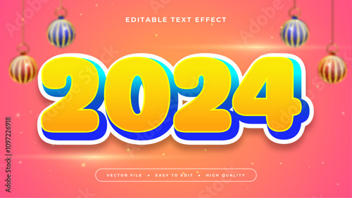 Blue Yellow and Pink 2024 3d Editable Text Effect - Font Style