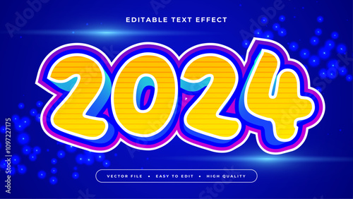 Yellow and Blue 2024 3d Editable Text Effect - Font Style